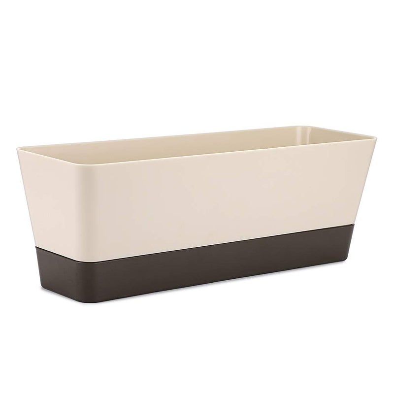 Skelang 2 Pcs Rectangular Plant Pot, 12" Watering Plant Container with Drainage Hole, Window Planter Box with Saucer for Succulents, Flowers, Herbss - Image 3